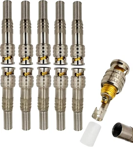 Paquete de 10 conectores macho BNC RG59 RG6 terminal coaxial enchapado en oro atornillable nuevo - Imagen 1 de 12
