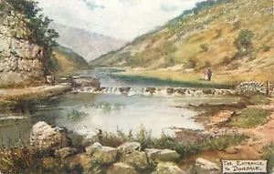 THE ENTRANCE TO DOVEDALE, DERBYSHIRE DALES Series 2, artist JOTTER, Tuck 1357 - Imagen 1 de 2