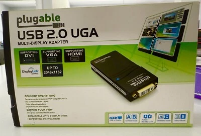 DisplayLink Certified  Plugable UGA-2K-A USB 2.0 Display Adapter,”NEW” - Image 1 of 2
