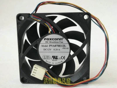 1PCS FOXCONN 7015 PVA070E12L 12V 0.20A 7cm hydraulic PWM silent fan 4pin - Image 1 of 4
