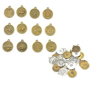 36Piece ANTIQUE  HOROSCOPE  STAR SIGN Pendant Charm Jewelry Making
