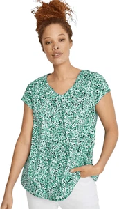 Ellos Plus Size 2X Top 26W 28W Green Twisted V Neck Tee A Line Cotton 254 - Picture 1 of 11