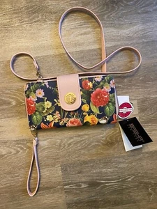 Sasha New York Blush/Navy Floral Wallet Wristlet Crossbody - Picture 1 of 4