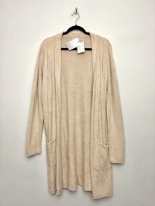 Barefoot Dreams CozyChic Lite Cardigan Women’s Large Tan Long Soft Sweater - Picture 1 of 6