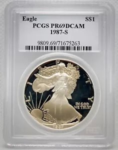 1987 S PR69DCAM PR69 American Proof Silver Eagle .999 PCGS US Mint Coin - Picture 1 of 4