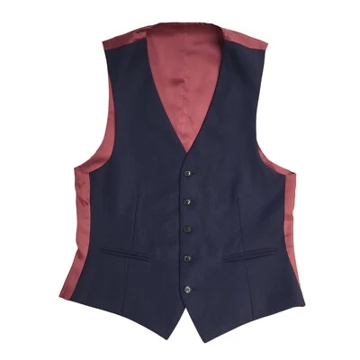 Vintage Blue 2 Pocket Smart Formal Waistcoat Men's M 38'' - Image 1 of 4