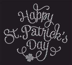 Diamante Saint St Patrick's Day transfer iron on hot fix motif for t-shirts bags - Picture 1 of 1