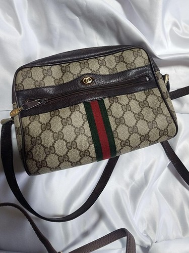 Borsa a tracolla Gucci vintage buone condizioni modello PVC GG marrone