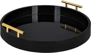 Lipton Modern round Tray, 18" Diameter, Black and Gold, Decorative Accent Tray f - Picture 1 of 6