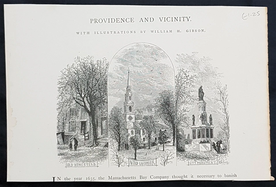 Antigua impresión de monumentos de Providence, Rhode Island de América pintoresca de 1872 Foto 1 de 1