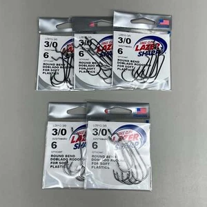 EAGLE CLAW (5 PACK) Round Bend for Soft Plastics/Worm Black #3/0 6pc L091G-3/0 - Picture 1 of 8