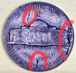 1943 P Jefferson Silver War Nickel With A Lamination/Die Break Error - Picture 1 of 2