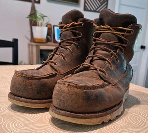 Men's 10 E2 Redwing Steel Toe Boots 2440 Brown Leather Traction Soles - Picture 1 of 13