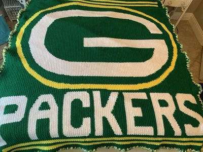 Green Bay Packers Handmade Crochet Knit Blanket - Image 1 of 3