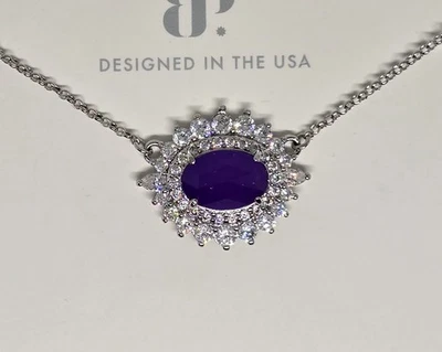 Bomb Party OG Necklace NK45732 'Dances In The Pause' LC Amethyst On Rhodium - Image 1 of 4