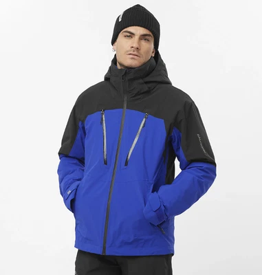 Salomon Men's Brilliant Ski Snowboard Jacket Insulated Size Large Blue/Black - Image 1 of 4