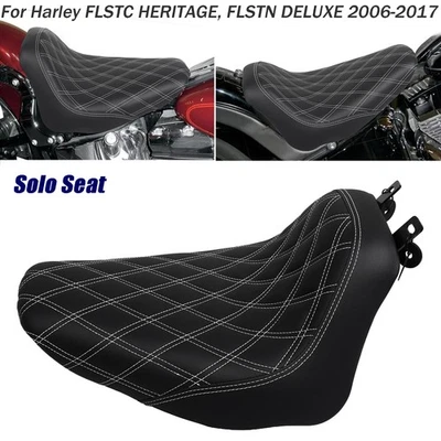 Driver White Lattice Solo Seat For Harley Heritage Softail Classic Deluxe 06-17 - Imagem 1 de 4