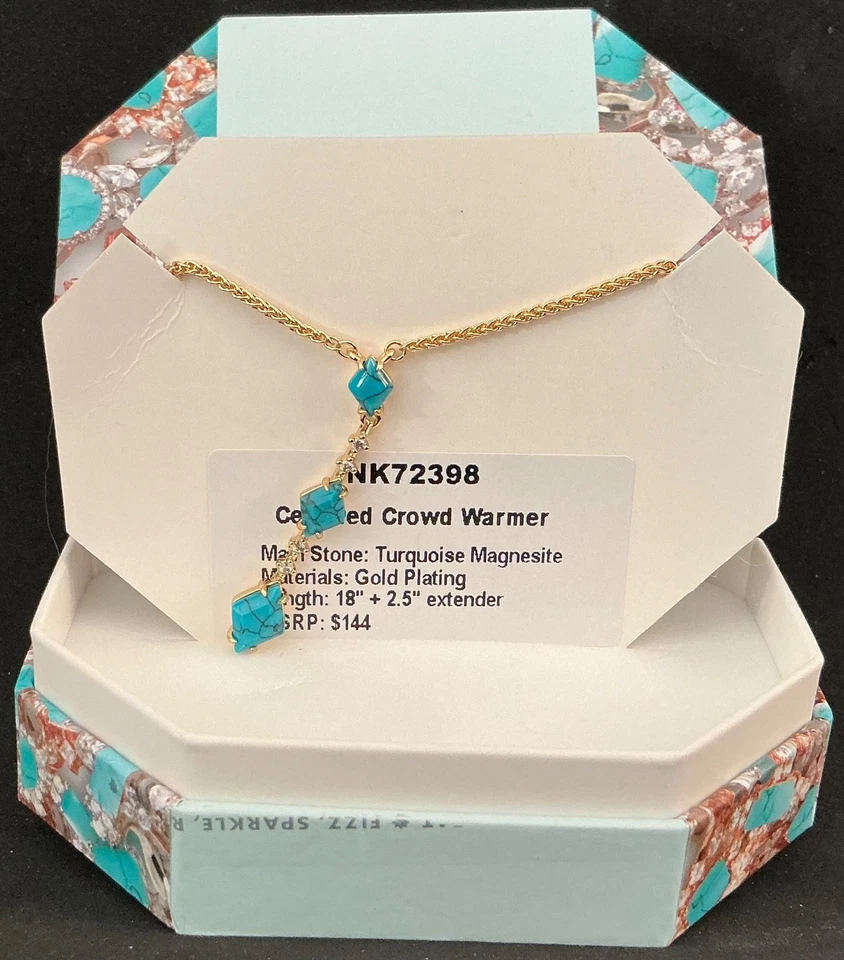Bomb Party Necklace “Certified Crowd Warmer” RG72398 Turq Gold December 2025 - image 1 of 1
