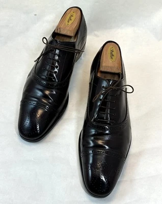 Salvatore Ferragamo Men's High Gloss Brown Leather Oxfords - US 9D - Image 1 of 4