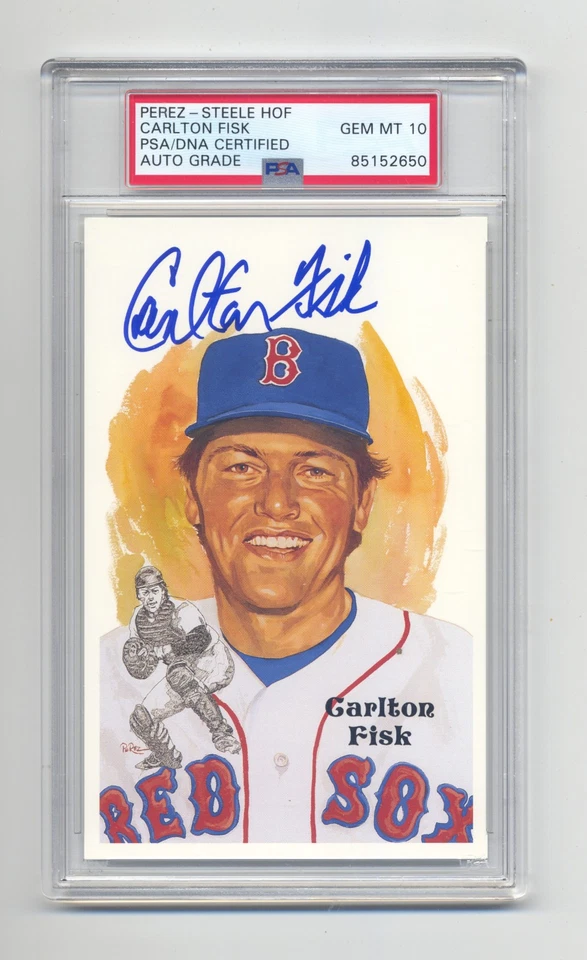 CARLTON FISK SUPERB  GEM MINT 10 PSA/DNA SIGNED  PEREZ STEELE POST CARD - Image 1 of 1
