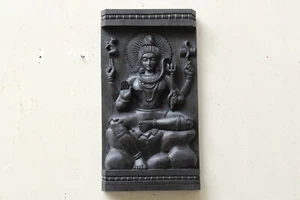 Shiva Statue Wall Hanging Panel Hindu God Sculpture Wooden Home Decor Pooja Idol - Picture 1 of 6
