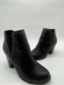 Black Lauren Conrad Ankle Boots Women’s Size 7.5 Dress Booties Stacked Heels - Picture 1 of 9