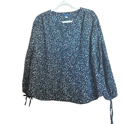Blusa Popover Antigua Azul Marino Para Mujer 2X Multicolor Estampado Floral Pana Foto 1 de 4