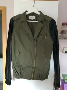 Olive farbene Damen Freizeitjacke von Vila mit Kunstlederärmeln Größe S - Bild 1 von 4