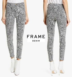 RAHMEN DENIM NEU MIT ETIKETT $ 225 LE HIGH SKINNY ANIMAL PRINT NOIR MULTI JEANS. Gr. 25 - Bild 1 von 12