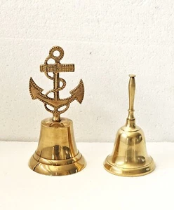 Campanas de latón vintage - Lote de 2 piezas - 1 tema náutico con etiqueta original - Imagen 1 de 13