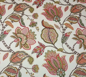 Tela de lino floral jacobea verde cosecha estilo global p kaufmann por yarda 54"w - Imagen 1 de 5