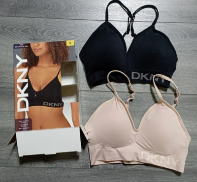 DKNY 2 Pack Seamless Bra Adult Womens Small Black & Sand - Image 1 of 2