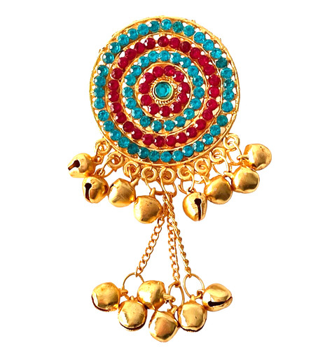 VETEMENTS Ciondolo Esaltatore Scollatura Strass Blu Rosso Pendenti Tono Oro