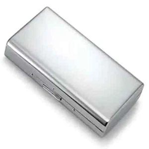 Cigarette Case Box Metal Retro King Size Open Pocket Victorian Style Silver - Picture 1 of 4