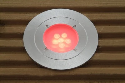 LED Red In Ground Circular Round Walk Over Light IP65 Garden Drive Decking - Image 1 of 3