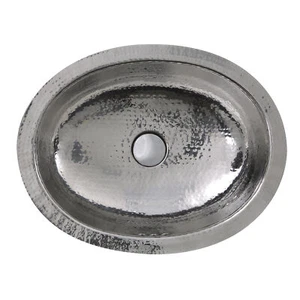 Nantucket Sinks OVS-OF Hand Hammered Stainless Undermount Sink w/ Overflow - Picture 1 of 6