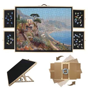 Wooden Rotating Puzzle Stand,1500-Piece,Drawers & Lids,Gift for Adults & Kids - Picture 1 of 13