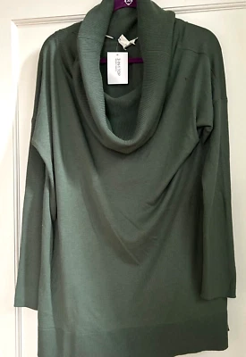 NUEVO CON ETIQUETAS - TÚNICA MUJER MANGA LARGA CUELLO CAPUCHA, COLOR VERDE, TALLA XL Foto 1 de 4
