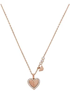 Collana donna Emporio Armani EG3625221 cuore argento sterling 925 bianco 42 cm - Foto 1 di 3