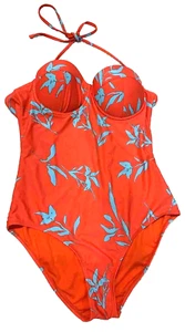 Gap Body Swimsuit Size Medium Bandeau Red Tropical Halter Convertible Strapless - Picture 1 of 7