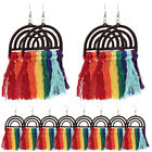  6 Pairs Wooden Earrings Earings Colorful Statement Dangle Hoop for Women Suite