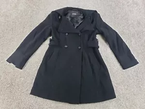 Guess Womens Jacket Large Black Double Breasted Wool Nylon Vintage - Picture 1 of 18