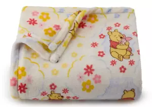 NEW Winnie the Pooh & Piglet Spring Flowers Throw BLANKET Easter Basket gift 60" - Picture 1 of 2