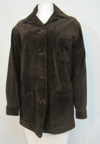 Giacca cappotto sportivo Burberry Prorsum marrone pelle scamosciata quattro bottoni taglia media