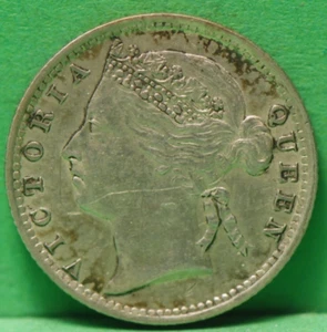 Straits Settlements 1889 10 Cents KM11, silver .0697 oz, AU, light scratch, 6-10 - Picture 1 of 2