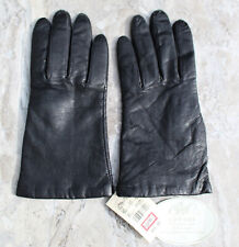 New Fownes Black Leather Gloves, Cashmere Lined, Size 7 1/2, New Older Stock 