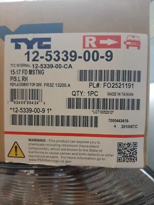 RH Passenger For 2015-2017 FORD MUSTANG Front Signal/Corner Light  DOT FO2521191 - Imagem 1 de 4