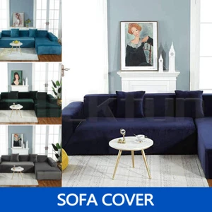 Velvet Couch Cover Sofa Lounge Cover 1 2 3 4 Seater Slipcover Protector 3 Seater - Picture 1 of 23