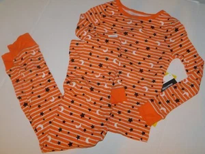 Boys Girls Pajama Set Size 4 5 Orange Stars & Moon Halloween - Picture 1 of 6