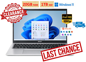 2023 Acer Laptop Aspire 15.6" FHD Notebook Intel Celeron 20GB RAM 1TB SSD Win 11